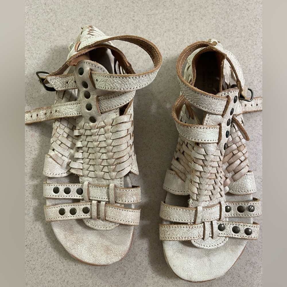Women's Bedstu distressed gray/white  Gladiator Sandals